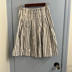 Kate Spade Cream and Navy Striped A-Line Cotton Skirt